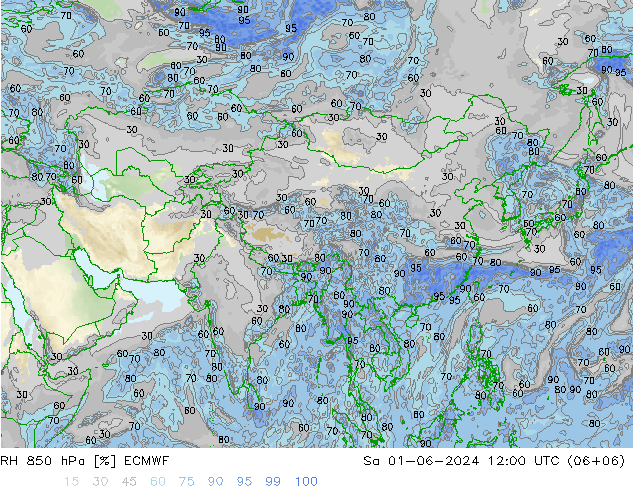 RH 850 hPa ECMWF so. 01.06.2024 12 UTC