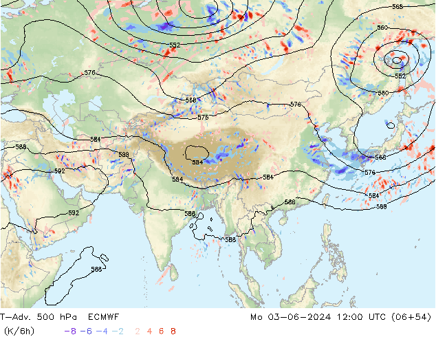 T-Adv. 500 hPa ECMWF Mo 03.06.2024 12 UTC