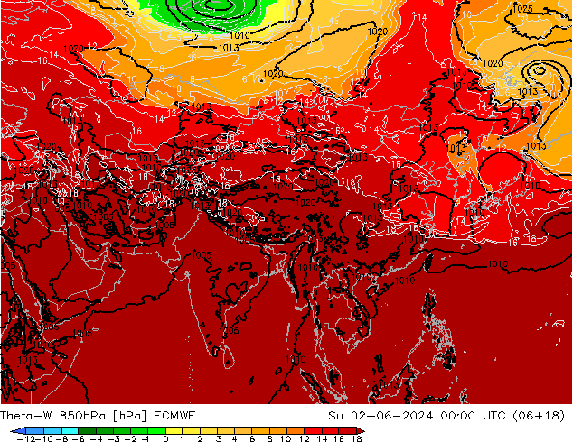 Theta-W 850hPa ECMWF Dom 02.06.2024 00 UTC