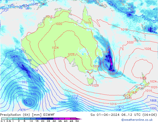 Z500/Rain (+SLP)/Z850 ECMWF Sa 01.06.2024 12 UTC