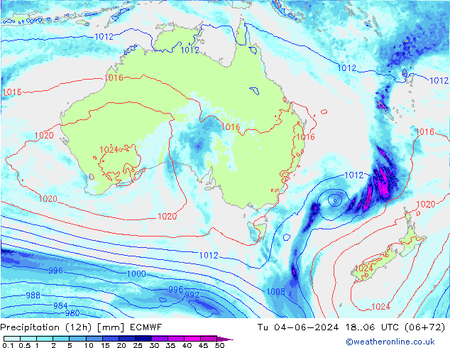 Precipitazione (12h) ECMWF mar 04.06.2024 06 UTC