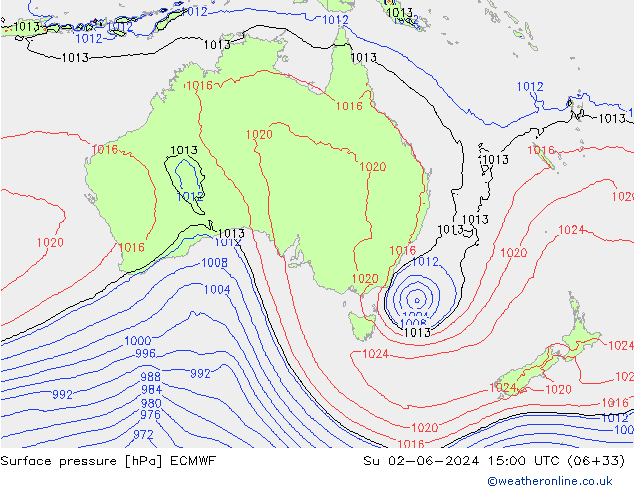 Surface pressure ECMWF Su 02.06.2024 15 UTC