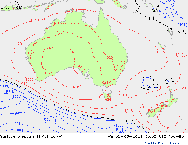 Luchtdruk (Grond) ECMWF wo 05.06.2024 00 UTC