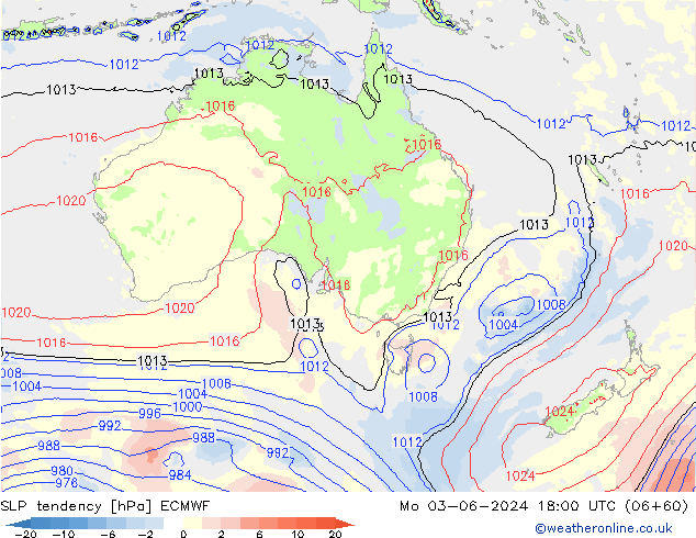 SLP tendency ECMWF Mo 03.06.2024 18 UTC