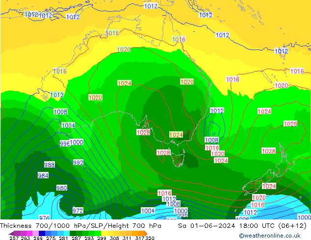 Thck 700-1000 hPa ECMWF So 01.06.2024 18 UTC