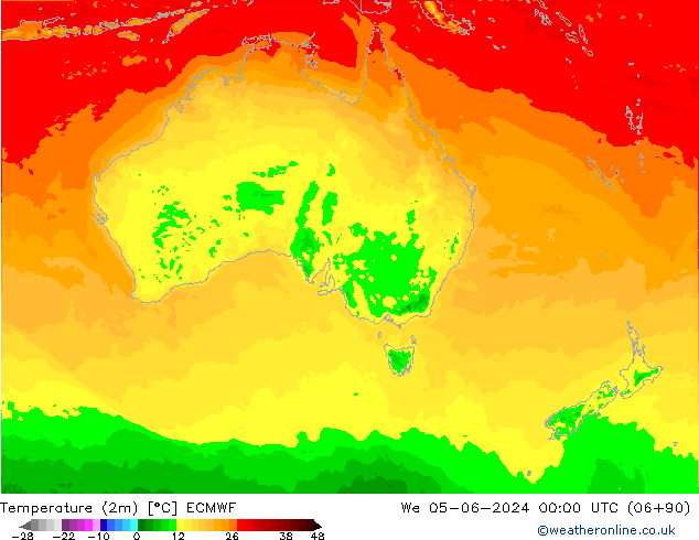 Temperature (2m) ECMWF We 05.06.2024 00 UTC