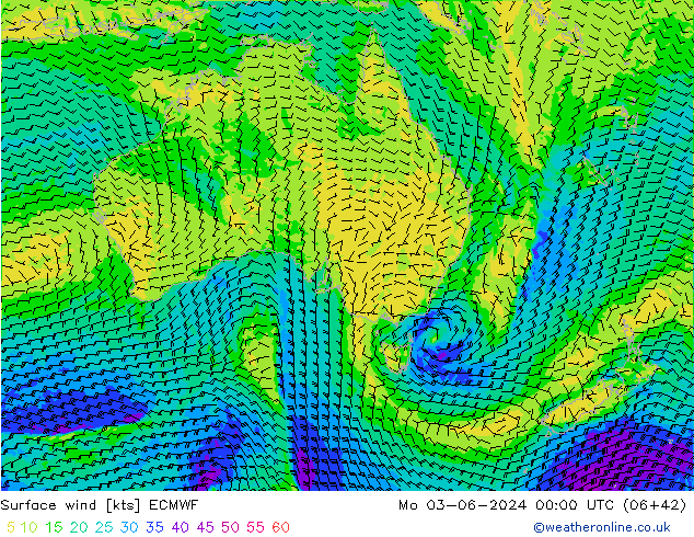 Wind 10 m ECMWF ma 03.06.2024 00 UTC