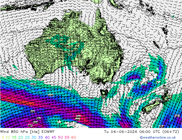 ветер 850 гПа ECMWF вт 04.06.2024 06 UTC