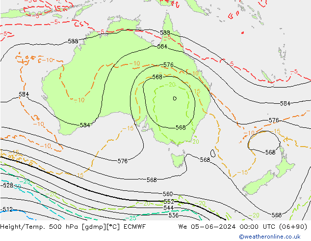 Height/Temp. 500 hPa ECMWF Qua 05.06.2024 00 UTC