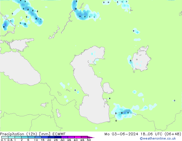 Precipitation (12h) ECMWF Po 03.06.2024 06 UTC