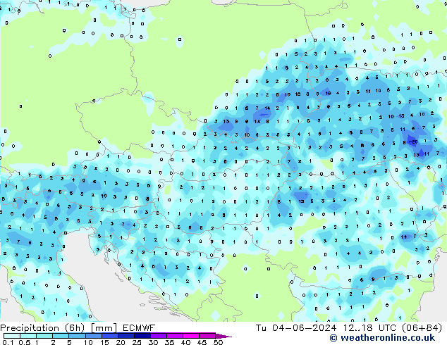 Z500/Rain (+SLP)/Z850 ECMWF Út 04.06.2024 18 UTC