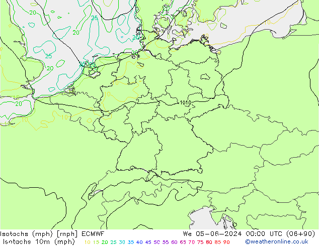 Isotachs (mph) ECMWF St 05.06.2024 00 UTC