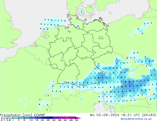 precipitação ECMWF Seg 03.06.2024 21 UTC