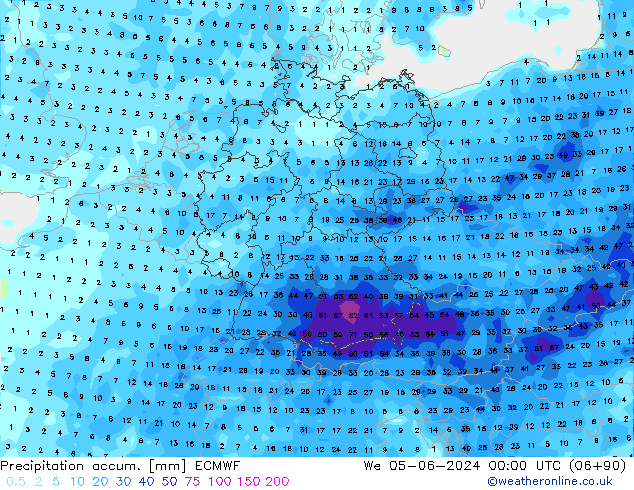 Precipitation accum. ECMWF  05.06.2024 00 UTC