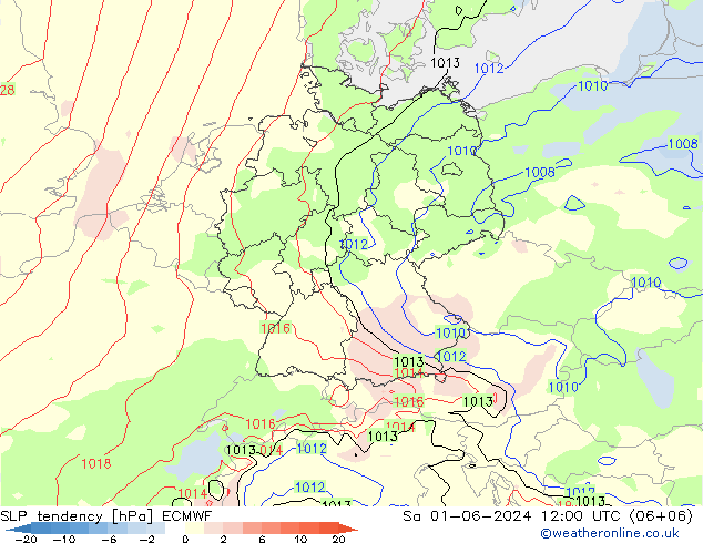 Drucktendenz ECMWF Sa 01.06.2024 12 UTC