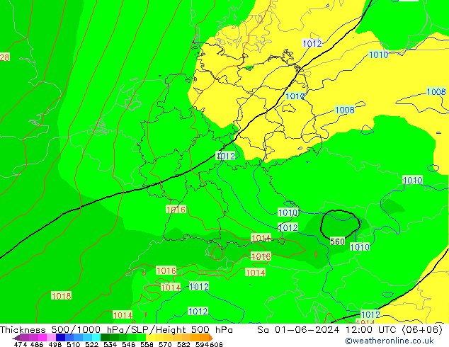 Thck 500-1000hPa ECMWF  01.06.2024 12 UTC