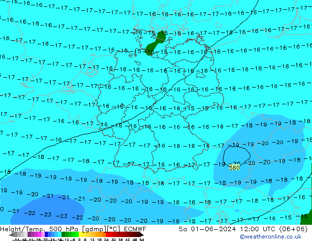 Z500/Rain (+SLP)/Z850 ECMWF Sáb 01.06.2024 12 UTC