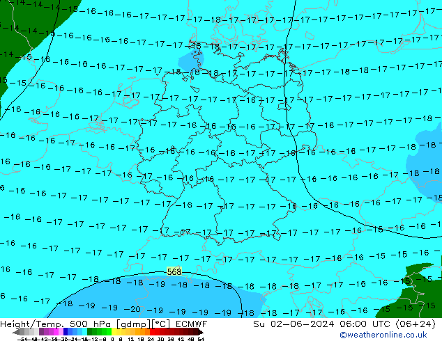 Z500/Rain (+SLP)/Z850 ECMWF Ne 02.06.2024 06 UTC