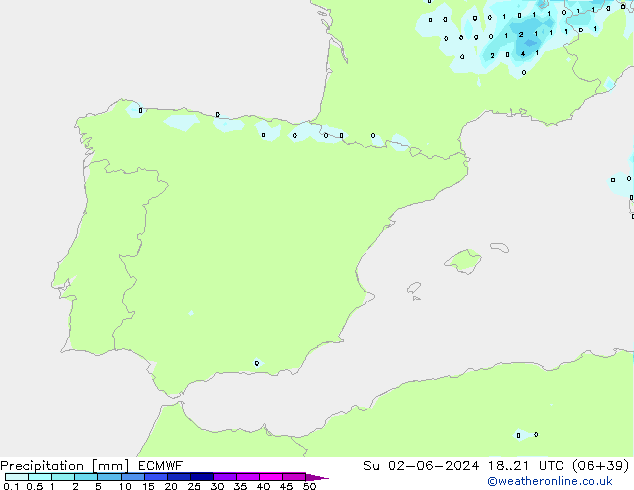 Precipitation ECMWF Su 02.06.2024 21 UTC