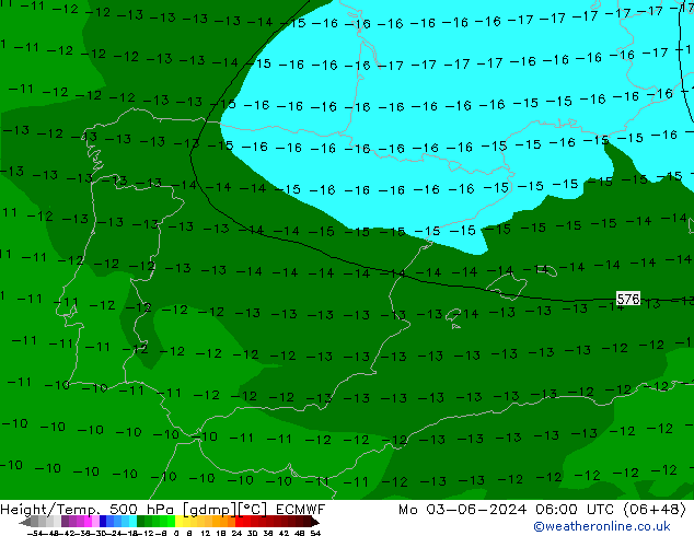 Z500/Rain (+SLP)/Z850 ECMWF lun 03.06.2024 06 UTC