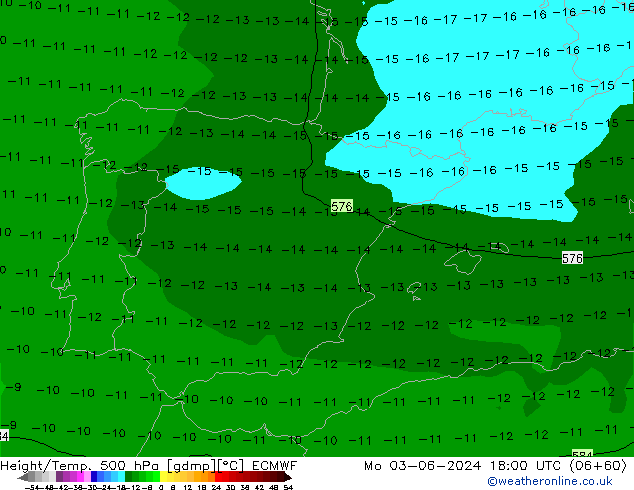 Z500/Rain (+SLP)/Z850 ECMWF Po 03.06.2024 18 UTC