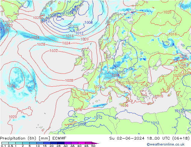 Precipitação (6h) ECMWF Dom 02.06.2024 00 UTC