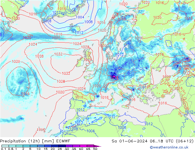 opad (12h) ECMWF so. 01.06.2024 18 UTC