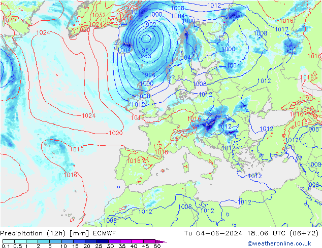 opad (12h) ECMWF wto. 04.06.2024 06 UTC