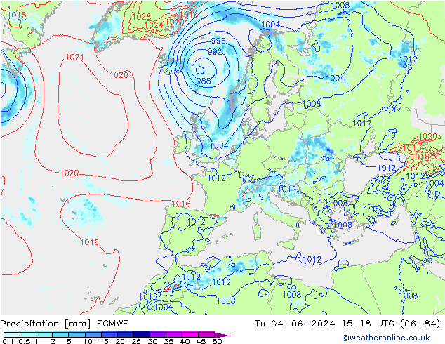 Niederschlag ECMWF Di 04.06.2024 18 UTC
