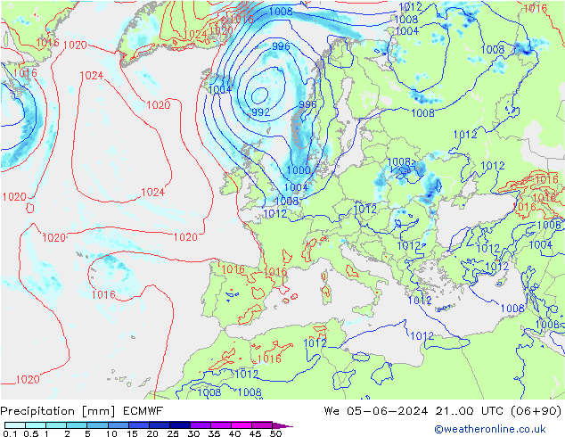 Precipitation ECMWF We 05.06.2024 00 UTC