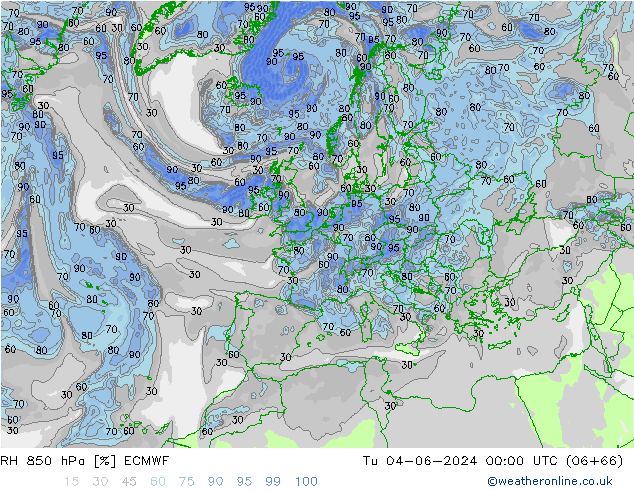 RH 850 hPa ECMWF Di 04.06.2024 00 UTC