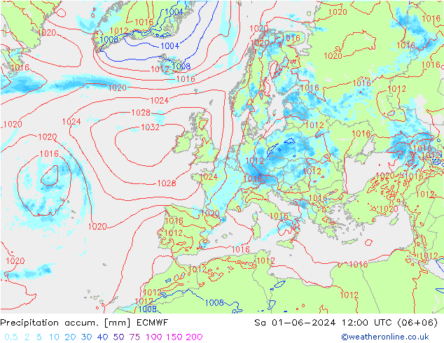 Totale neerslag ECMWF za 01.06.2024 12 UTC