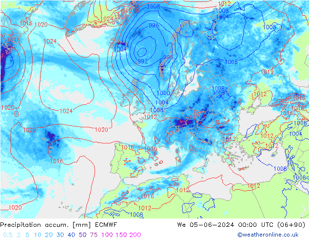 Precipitation accum. ECMWF We 05.06.2024 00 UTC