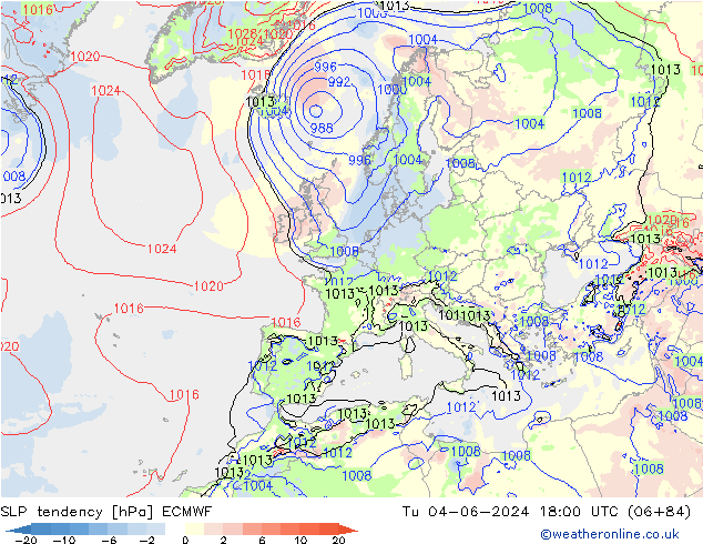Drucktendenz ECMWF Di 04.06.2024 18 UTC