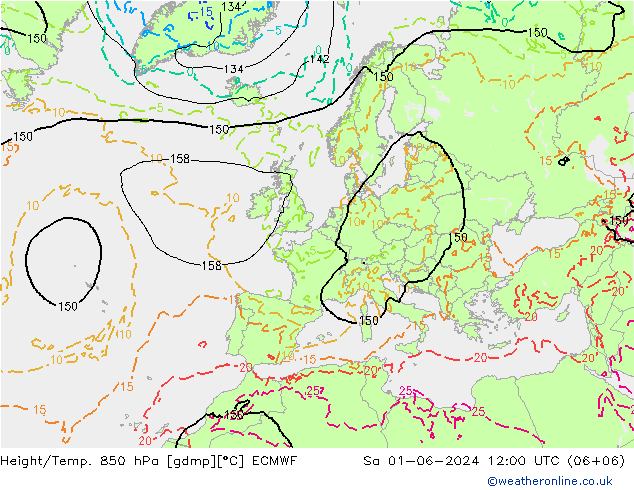 Z500/Rain (+SLP)/Z850 ECMWF sab 01.06.2024 12 UTC