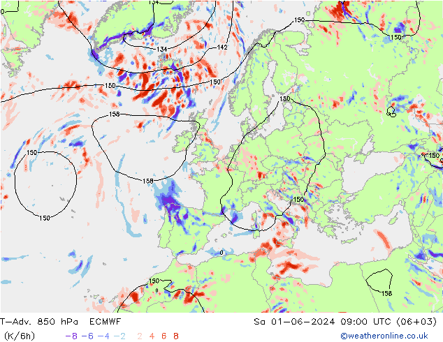 T-Adv. 850 hPa ECMWF  01.06.2024 09 UTC