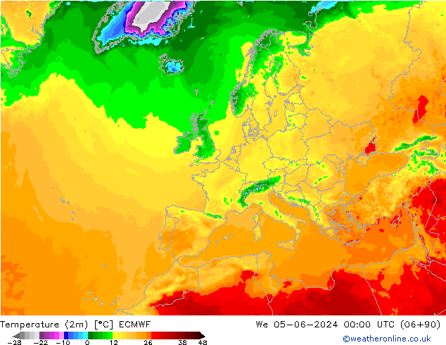Temperatura (2m) ECMWF mié 05.06.2024 00 UTC