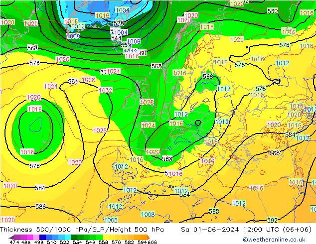 Thck 500-1000hPa ECMWF 星期六 01.06.2024 12 UTC