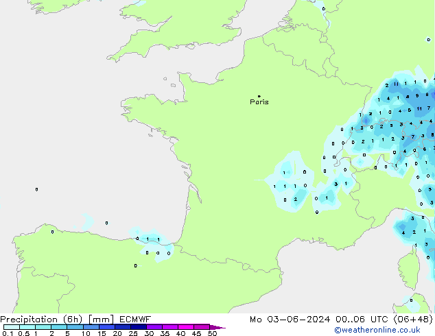 Z500/Rain (+SLP)/Z850 ECMWF lun 03.06.2024 06 UTC