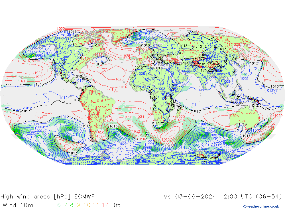 Izotacha ECMWF pon. 03.06.2024 12 UTC