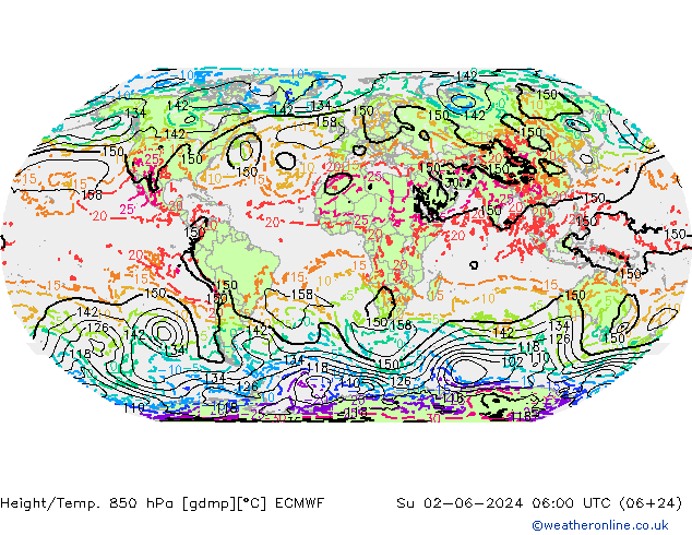 Z500/Rain (+SLP)/Z850 ECMWF Вс 02.06.2024 06 UTC