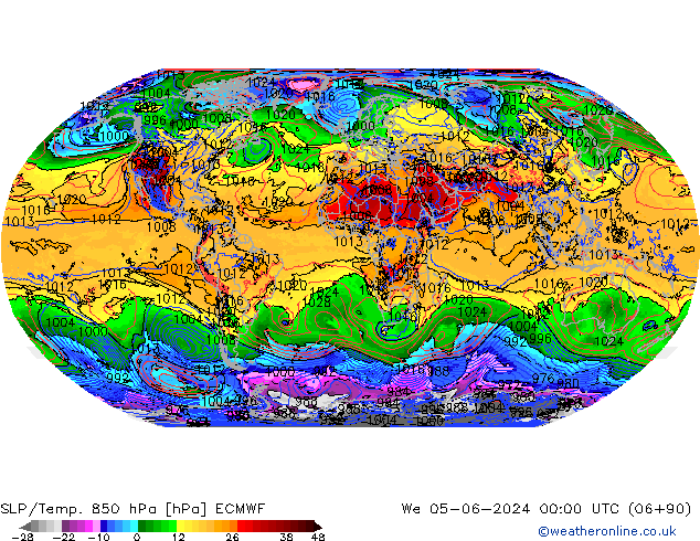 SLP/Temp. 850 hPa ECMWF Qua 05.06.2024 00 UTC