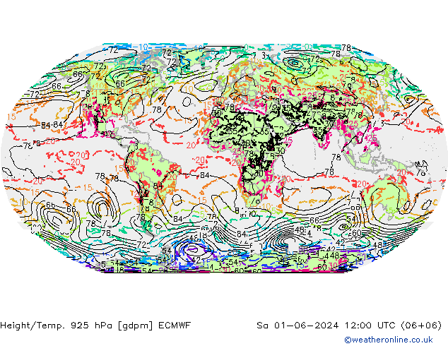 Height/Temp. 925 гПа ECMWF сб 01.06.2024 12 UTC