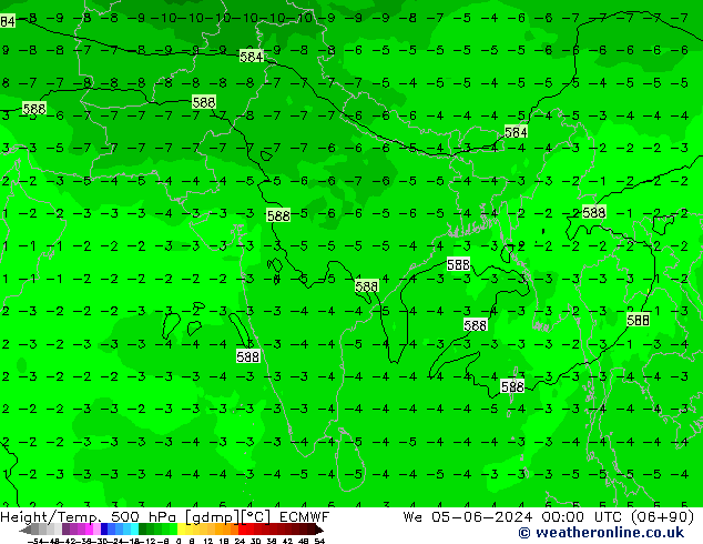 Height/Temp. 500 hPa ECMWF Qua 05.06.2024 00 UTC