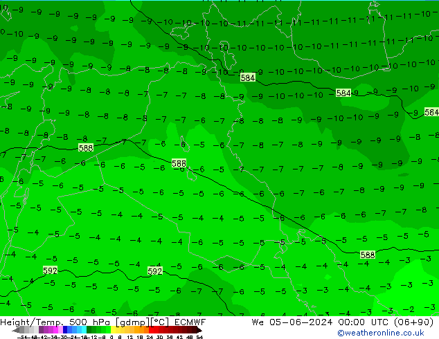 Yükseklik/Sıc. 500 hPa ECMWF Çar 05.06.2024 00 UTC