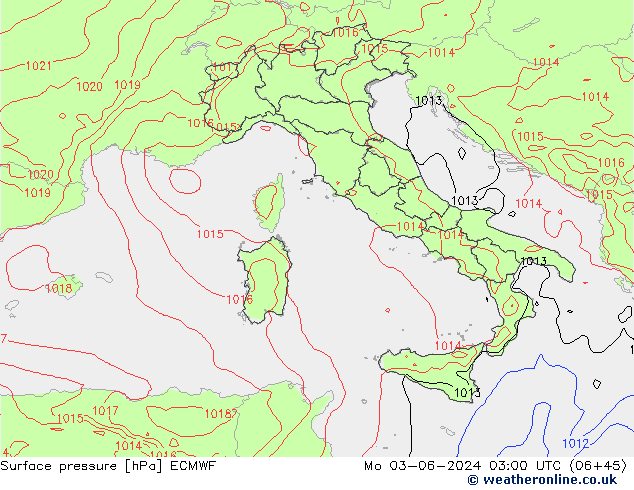 приземное давление ECMWF пн 03.06.2024 03 UTC