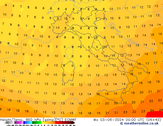 Z500/Rain (+SLP)/Z850 ECMWF pon. 03.06.2024 00 UTC