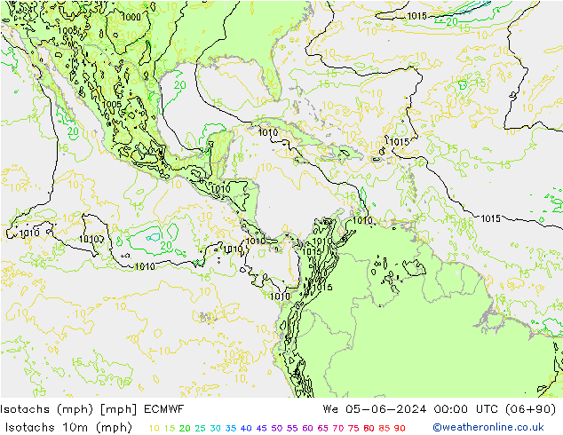 Isotachs (mph) ECMWF We 05.06.2024 00 UTC