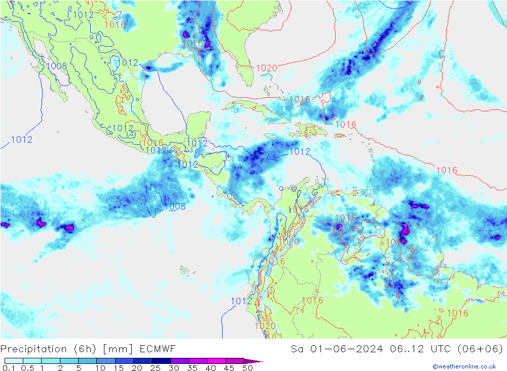 Z500/Rain (+SLP)/Z850 ECMWF Sa 01.06.2024 12 UTC