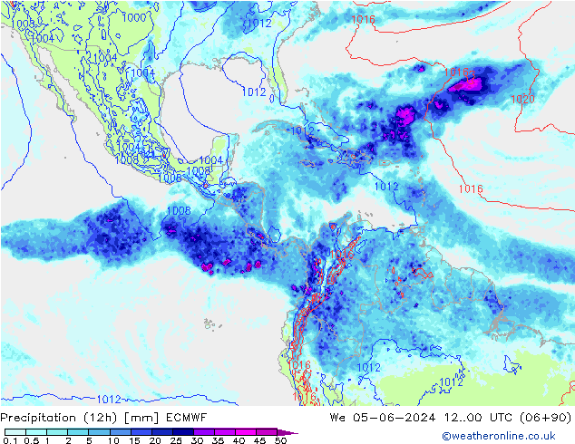 Précipitation (12h) ECMWF mer 05.06.2024 00 UTC